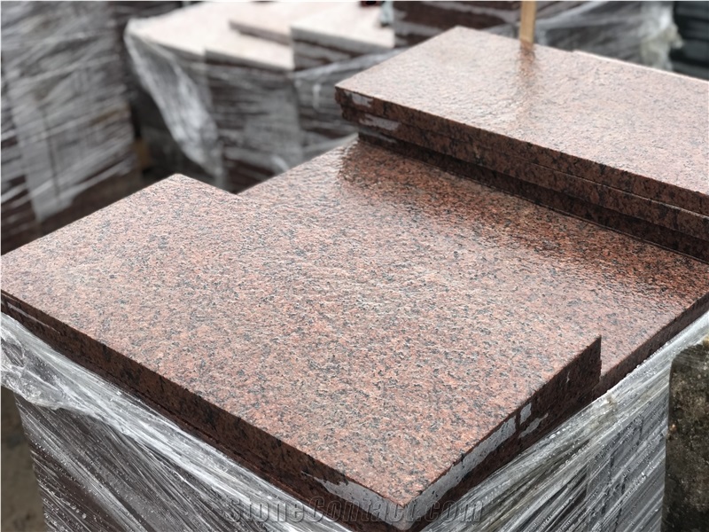 Leznykivske Granite, Maple Red Ukraine, Leznykivskoe Red Granite Facing Tiles