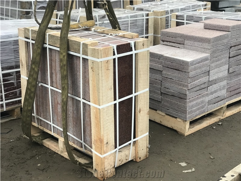Leznykivske Granite, Maple Red Ukraine, Leznykivskoe Red Granite Facing Tiles