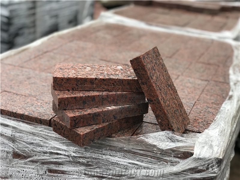 Pavement Tile, Road Surface Tiles, Leznykivskoe Red Granite Stone Paving