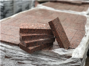 Pavement Tile, Road Surface Tiles, Leznykivskoe Red Granite Stone Paving