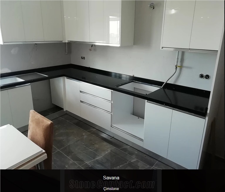 Cimstone Savana Black Quartz Stone Countertop