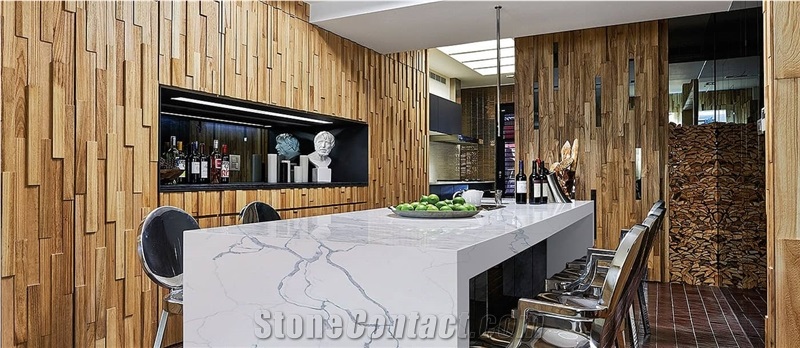 Calacatta Quartz Kitchen Countertop,Island Top