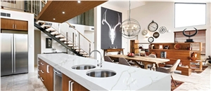 Calacatta Quartz Kitchen Countertop,Island Top