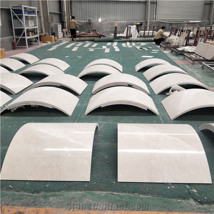 Arc Shape Beige Marble Cladding Column Covering Panels