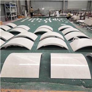 Arc Shape Beige Marble Cladding Column Covering Panels