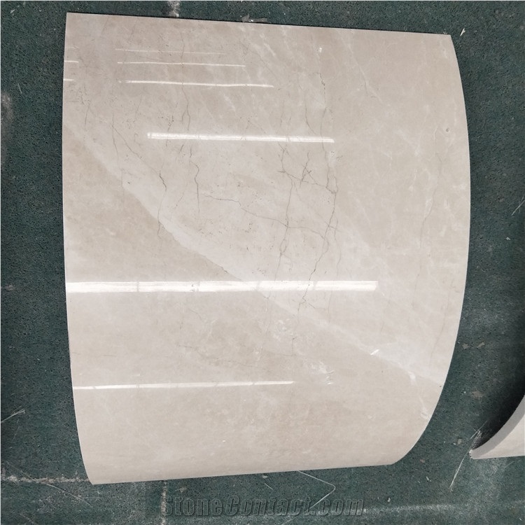 Arc Shape Beige Marble Cladding Column Covering Panels