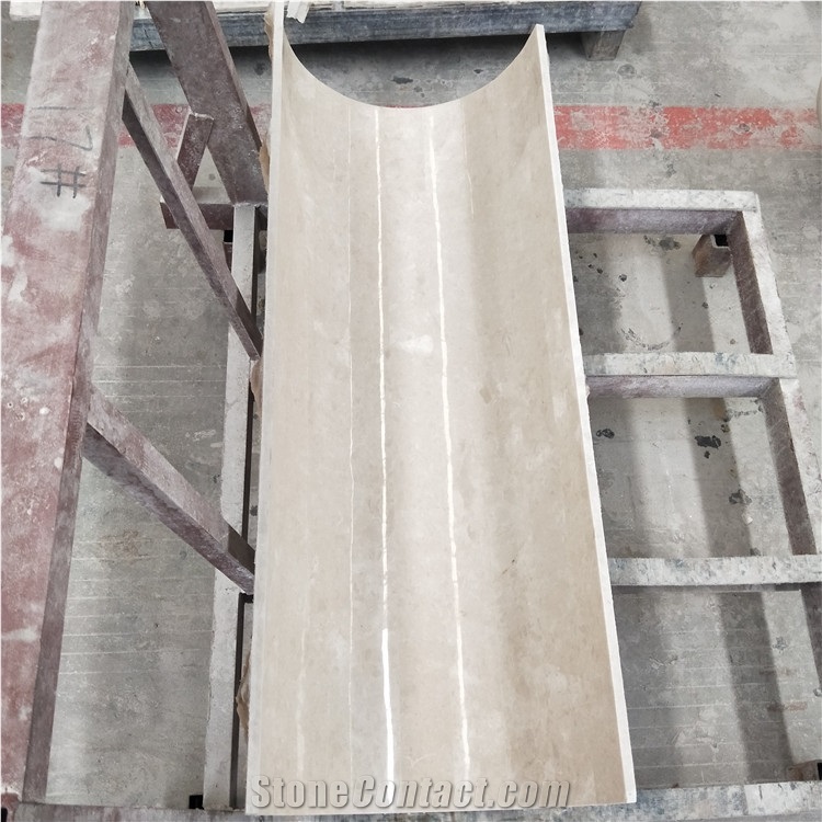 Arc Shape Beige Marble Cladding Column Covering Panels