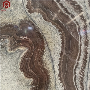 Beautiflu Brown Marble With Dragon Veins Slab