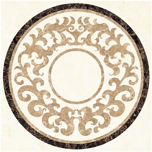 Beige Marble Based Medallion Entrance Flooring