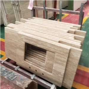 Beige Travertine Bathroom Countertop Decor