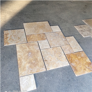 Beige Travertine Versailles Tiles For Swimming Pool Coping