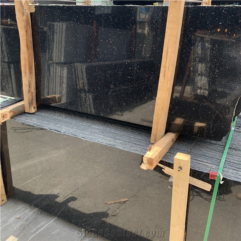 Black Galaxy Granite Slab For Wall And Floor Decortaion