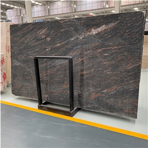 Black With Red Tropical Black Granite Slab
