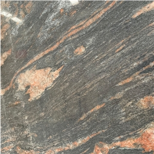 Black With Red Tropical Black Granite Slab
