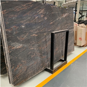Black With Red Tropical Black Granite Slab