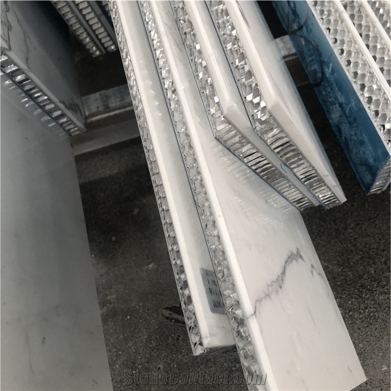 Calacatta White Marbla Composite With Aluminium Honeycomb Backed Panels