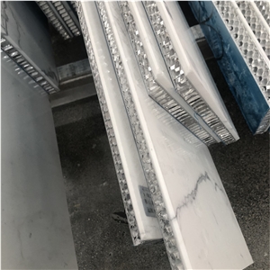 Calacatta White Marbla Composite With Aluminium Honeycomb Backed Panels