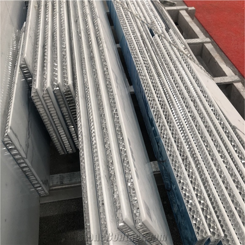 Calacatta White Marbla Composite With Aluminium Honeycomb Backed Panels