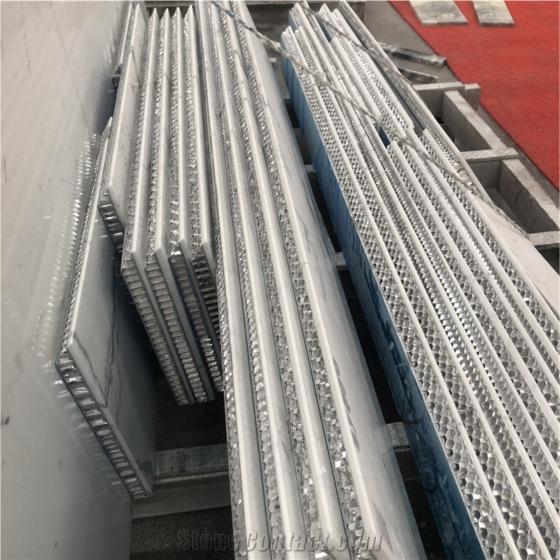 Calacatta White Marbla Composite With Aluminium Honeycomb Backed Panels