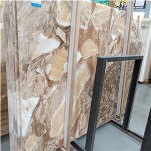 Natural Classical Onyx Pink Slab For Wall Cladding