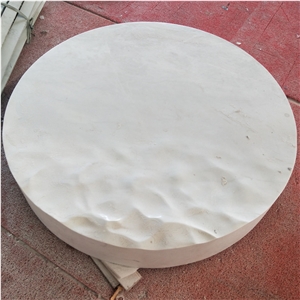 Cnc Carving Round Table White Marble Indoor Hotel
