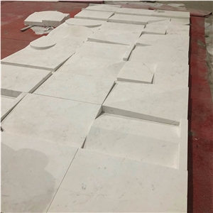 Cnc Engraved 3D White Marble Stone Wall Tiles