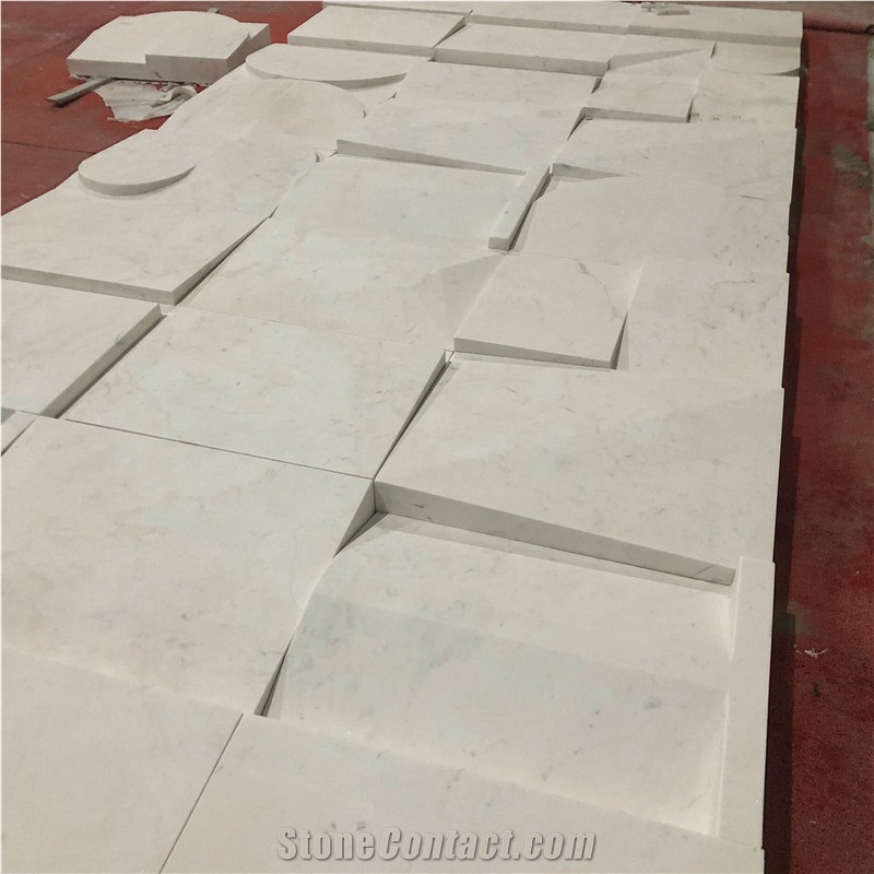 Cnc Engraved 3D White Marble Stone Wall Tiles