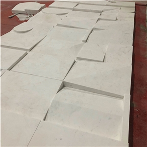 Cnc Engraved 3D White Marble Stone Wall Tiles
