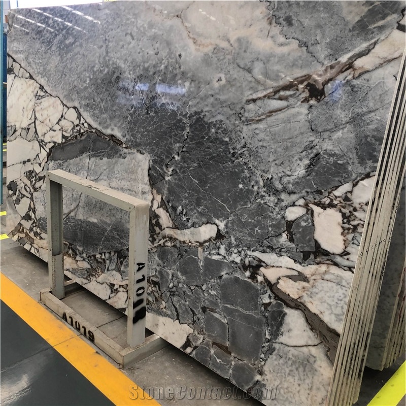 Elephant White Marble With Gray Black Color Slab
