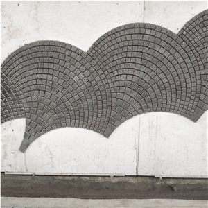Fan-Shaped Black Granite Floor Paving Tiles