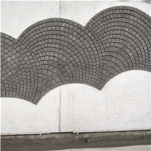 Fan-Shaped Black Granite Floor Paving Tiles