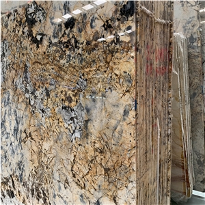 Luxury Stone Golden Butterfly Granite Slab For Wall