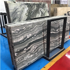 Green Wooden Vein Styra Green Marble Slab, Wood Grain Marble
