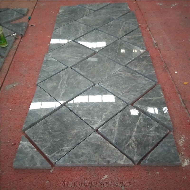 Hermes Dark Grey Design Polished Marble Tiles