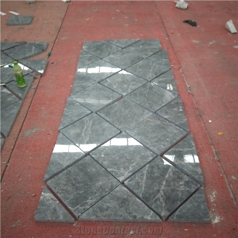 Hermes Dark Grey Design Polished Marble Tiles