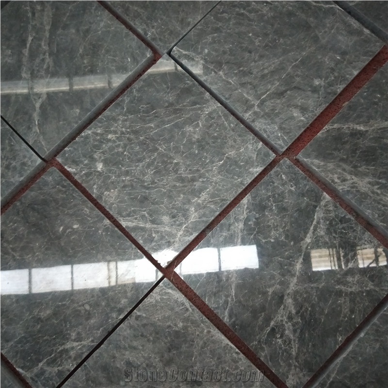 Hermes Dark Grey Design Polished Marble Tiles