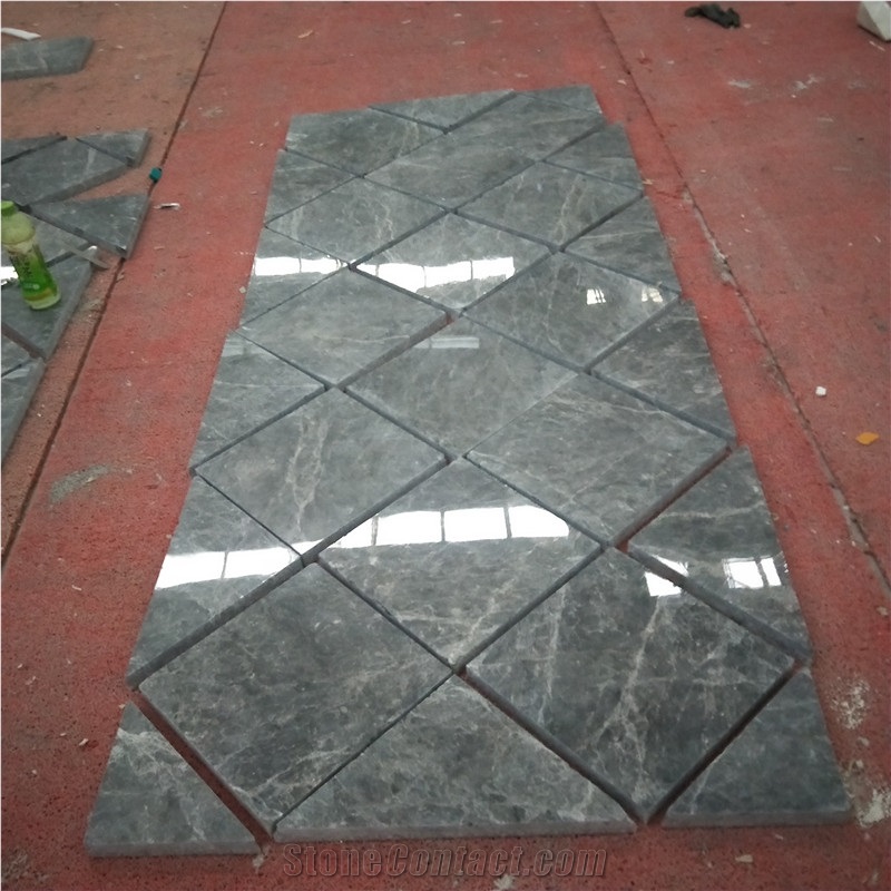 Hermes Dark Grey Design Polished Marble Tiles