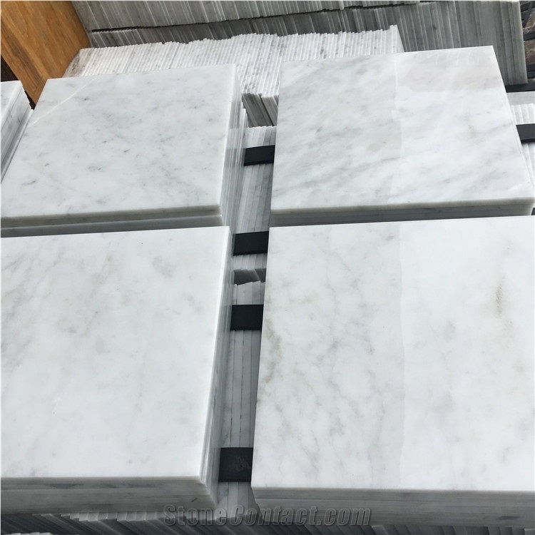 Italian Bianco Carrara White Marble Tiles For Bathroom Wall