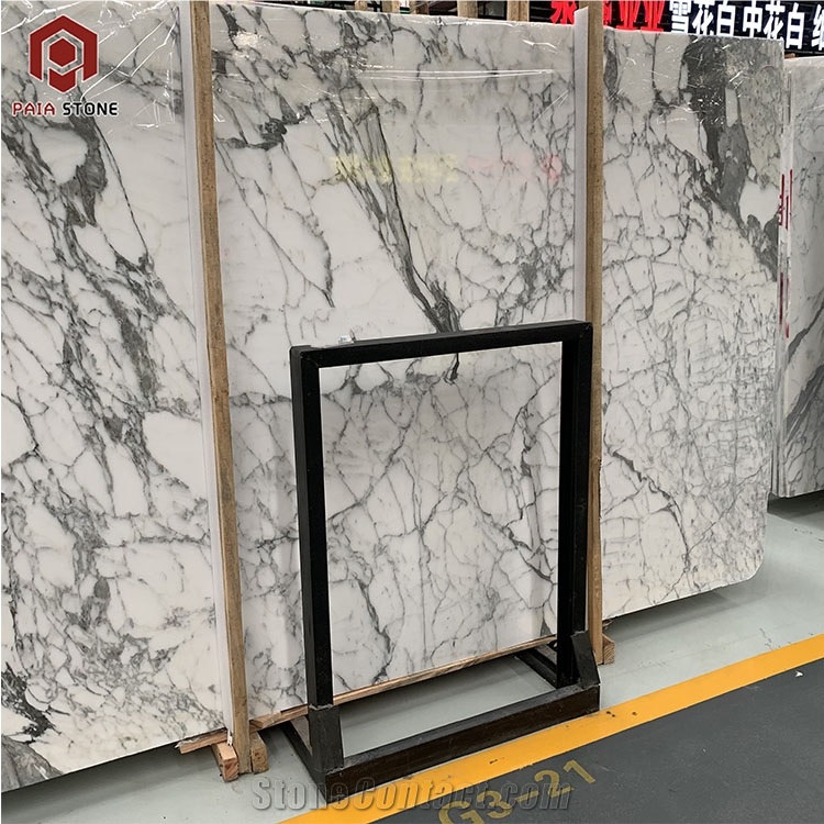 Italy Statuario White Marble With Gray Veins Slab
