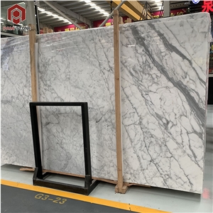 Italy Statuario White Marble With Gray Veins Slab