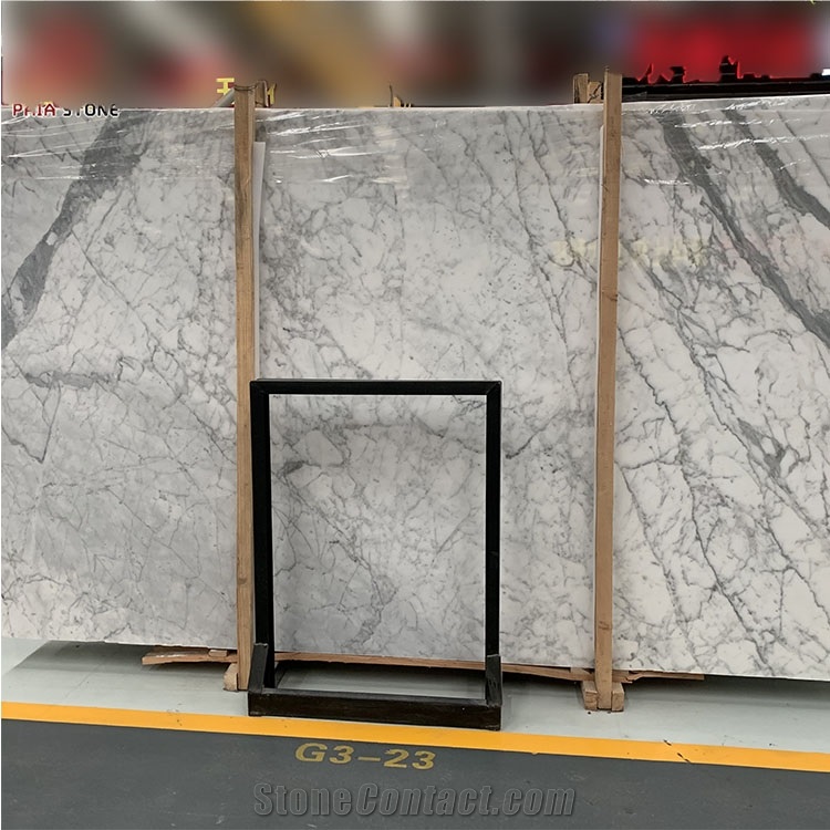 Italy Statuario White Marble With Gray Veins Slab