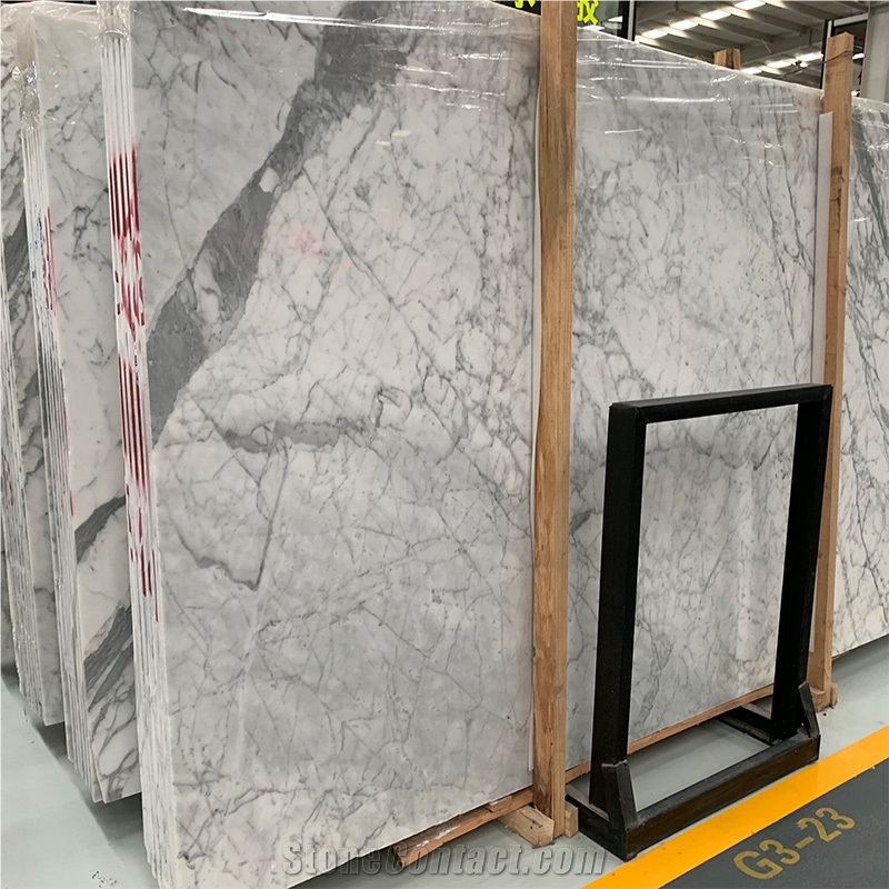 Italy Statuario White Marble With Gray Veins Slab