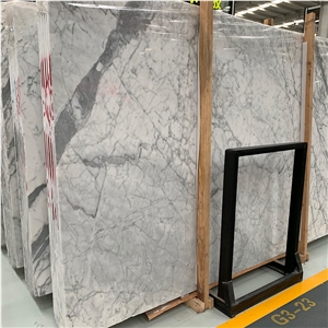 Italy Statuario White Marble With Gray Veins Slab