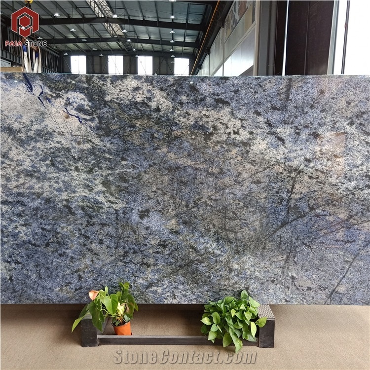 Luxury Azul Cristal Granite Slab For Interior Wall