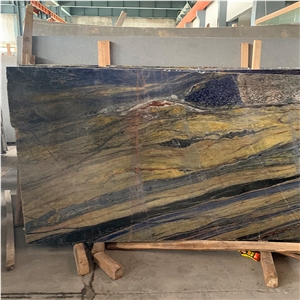 Luxury Natural Azul Bahia Granite Slab For Hotel Wall Design