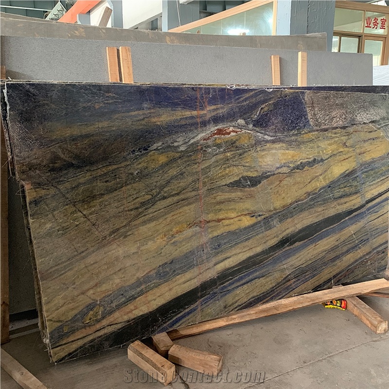 Luxury Natural Azul Bahia Granite Slab For Hotel Wall Design