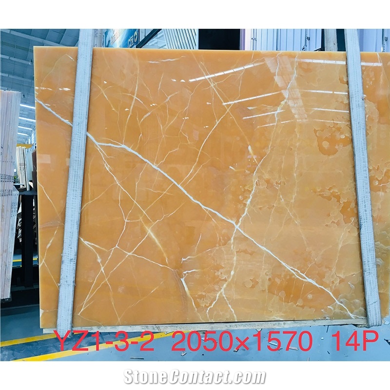 Natural Yellow Onyx-Orange Onyx Slab For Interior Wall