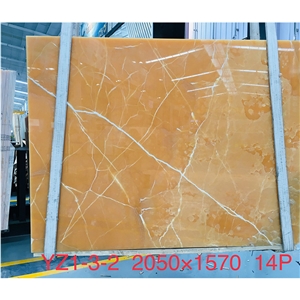 Natural Yellow Onyx-Orange Onyx Slab For Interior Wall