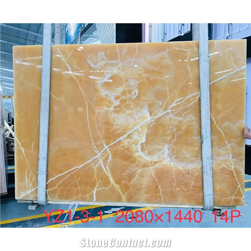 Natural Yellow Onyx-Orange Onyx Slab For Interior Wall