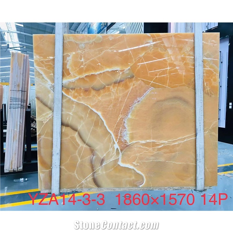 Natural Yellow Onyx-Orange Onyx Slab For Interior Wall
